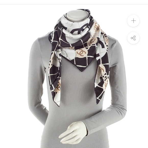 Chanel Silk Camellia CC Square Scarf - Picture 1 of 6